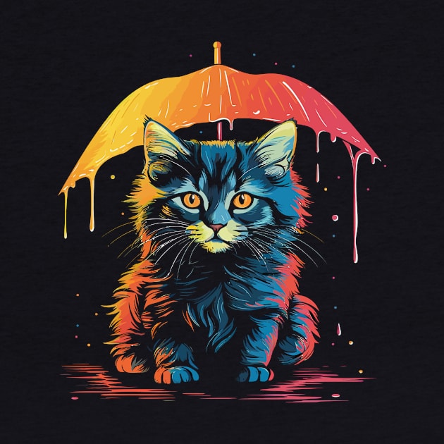 American Bobtail Rainy Day With Umbrella by JH Mart